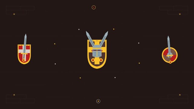 Minimalist Animated Medieval Shields and Sword Icons