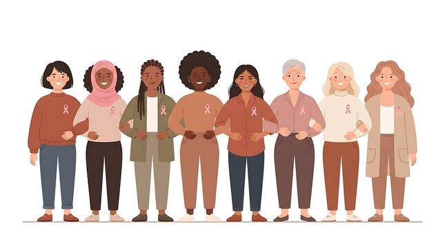 Diverse group of women standing together showing unity and support
