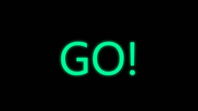 Creative Neon Glowing 3 Second Countdown Timer with GO on Black Background
