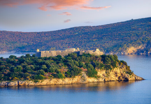 Albania, Vlore County, near Himara, Porto Palermo, Castle