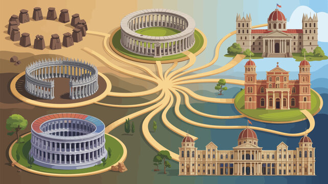 Evolution of Architecture: A captivating illustration charting the progression of architectural marvels.