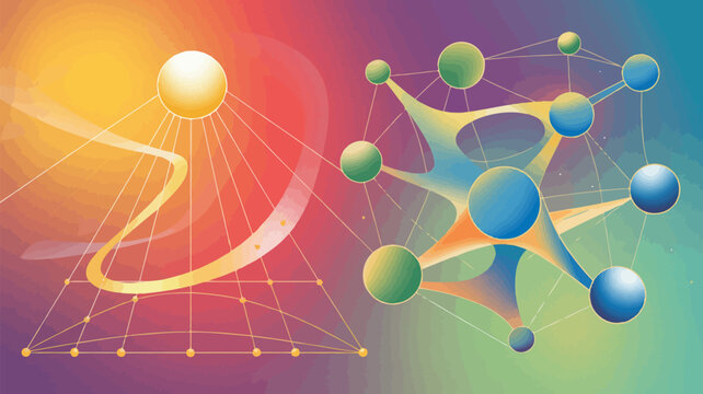 Abstract Network Connections: A vibrant abstract graphic representing interconnected nodes and pathways, symbolizing networks, data flow, and complex systems in a gradient of warm and cool tones.