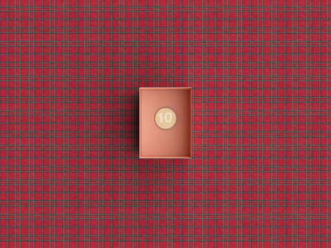 Thrifty Scottish finance concept with coin in box on plaid pattern
