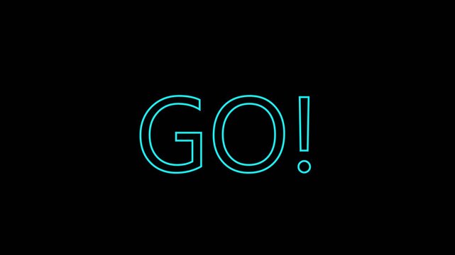 Cinematic Clean Wireframe 3 Second Countdown Timer with GO on Black Background