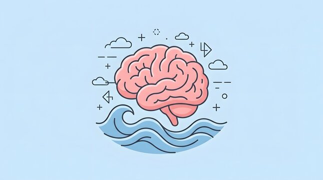 Digital Brain Icon Representing Mental Health and Cognitive Thinking