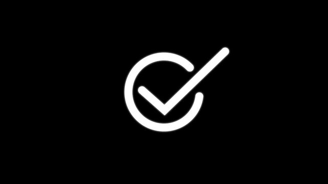 Minimalist loading spinner transforming into checkmark animation on black background, success