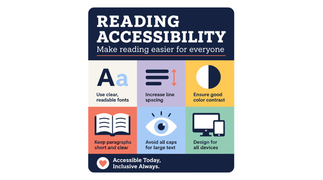 Reading Accessibility Poster Showcasing Inclusive Reading Tools.