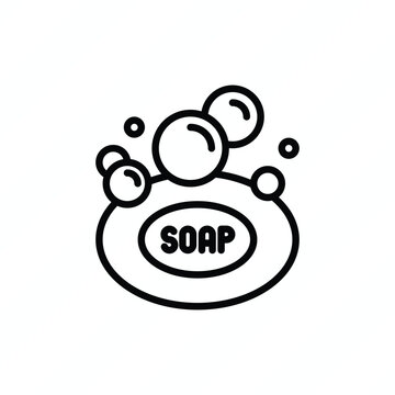 Soap with foam thin line icon. Hygiene symbol. Modern vector illustration for beauty shop.