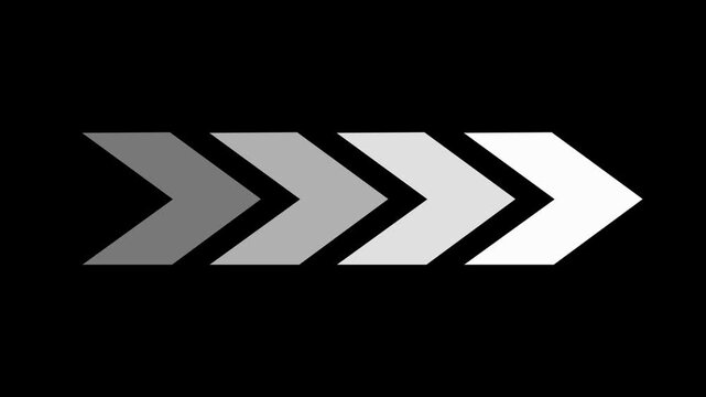 Gray arrows transition across a black background .Arrow Loop Animation direction concept .colorful arrow icon concept