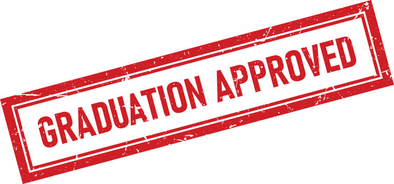 Graduation Approved rubber stamp with red ink for academic records and official educational document verification use