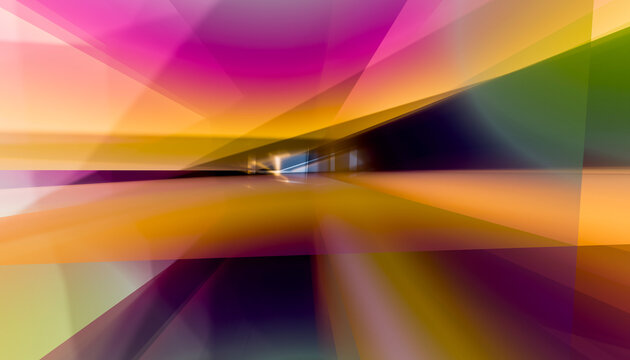 Colorful abstract geometric shapes create a dynamic modern art
