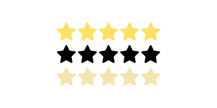 Three rows of stars representing rating scale from one to five stars.