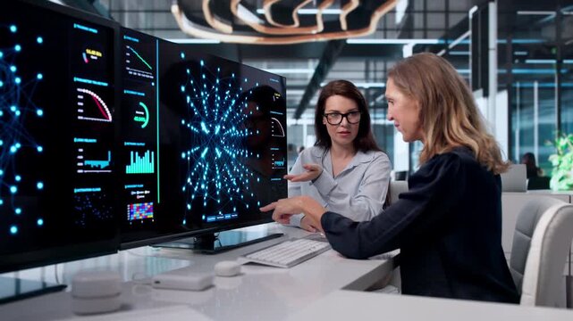 Young Woman Analyzing Data Using AI Software Tools