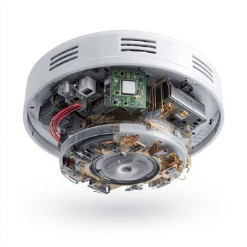 exploded view, smart smoke detector, smoke detector, smoke alarm