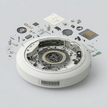 exploded view, smart smoke detector, smoke detector, smoke alarm