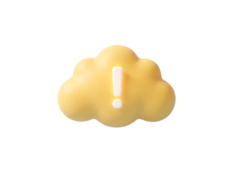 Yellow cloud shape with exclamation mark icon conveying important information or alert within a digital communication or warning context.