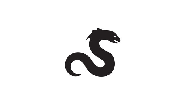 Black silhouette snake serpent curve creature simple minimalist logo icon design vector illustration art