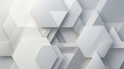 Fototapeta premium Abstract background with overlapping white hexagonal and triangular shapes