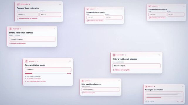 Form validation error messages multiplying on light interface ending with cannot submit alert