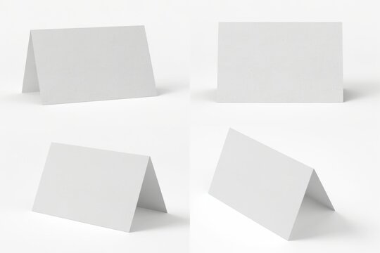 Set of blank folded greeting cards isolated on white background