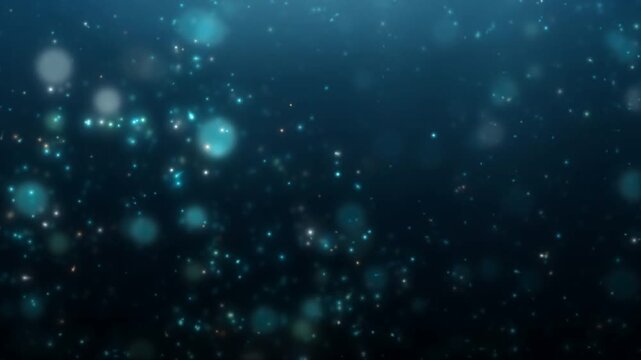 Soft blue bokeh light particles drifting slowly on dark gradient abstract motion background