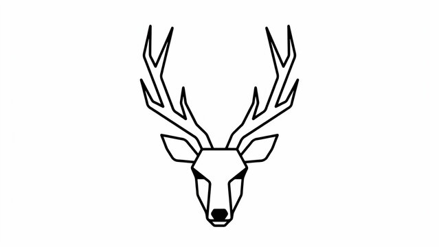 A minimalist black line art illustration of a deer's head with large antlers, centered on a white background