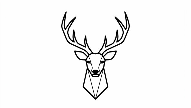 A minimalist black line art illustration of a deer's head with large antlers, centered on a white background