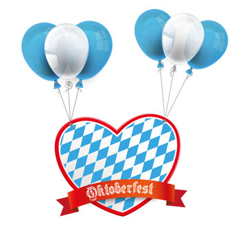 Oktoberfest Herz mit Luftballons auf transparentem Hintergrund