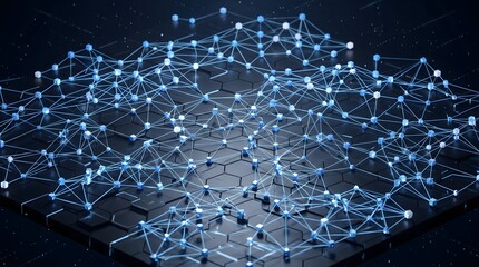 Fototapeta premium Isometric 3D view of a decentralized network showing endpoint neurola