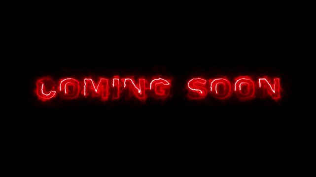 Coming soon text icon with glowing neon lights HD loop animation. coming soon sign. social media coming soon text, reveal, announcement.