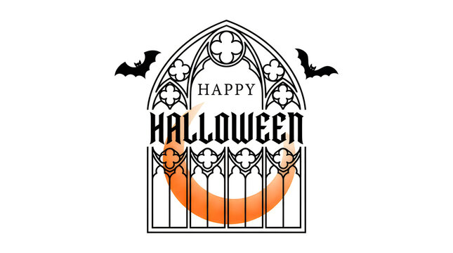 Happy Halloween Gothic Window Illustration