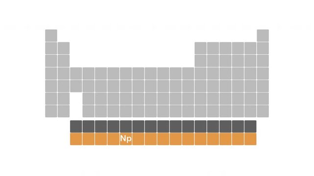 Periodic table of elements - Np Neptunium chemical element - animated illustration background