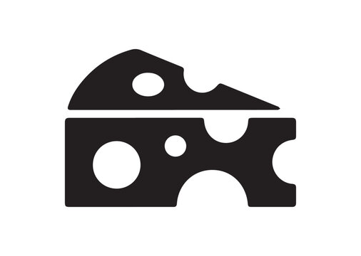 Cheese Icon, Editable Solid Vector Illustration