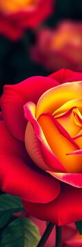 Beautiful double-colored rose with red and yellow petals vector illustration scalable EPS graphic, Floral patterns, Floral motifs