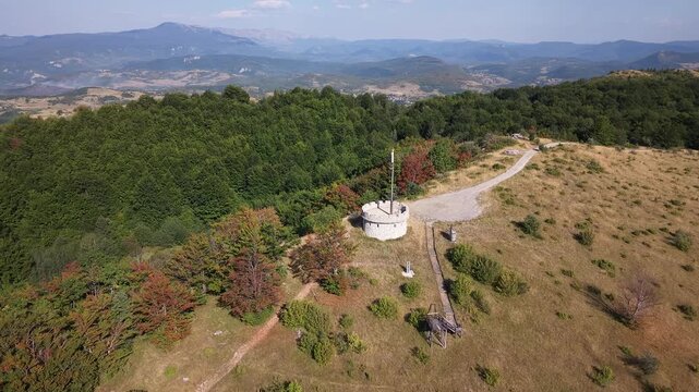 Aerial Flyover of Medieval Stone Fortress Installation at Javorov Do Above Bjelasnica