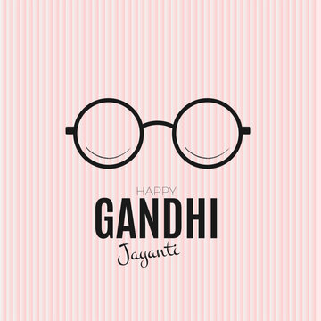 Gandhi jayanti greeting card. Indian celebration banner. Glasses, text. Vector illustration