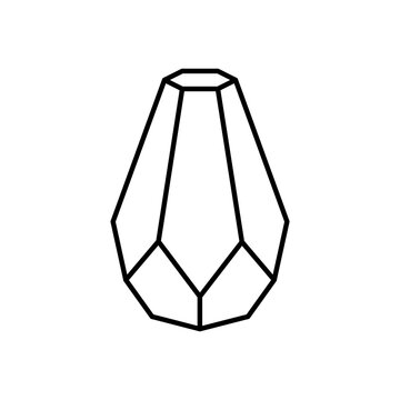 Minimalist line art icon of a modern geometric faceted ceramic vase.