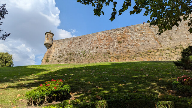Walls of Chaves Castle in the historic center of Chaves, Portugal.
