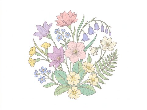 A vibrant collection of wildflower blooms showcasing the delicate beauty of springtime nature