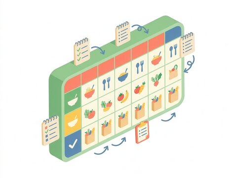 Weekly meal planning calendar for making healthy eating choices easily