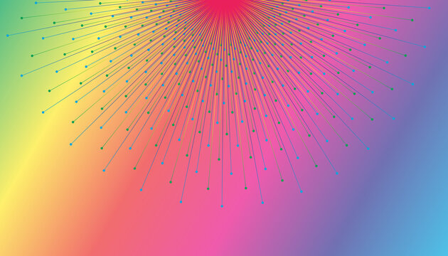 Abstract pastel gradient background with radiating geometric moire lines and halftone dot pattern
