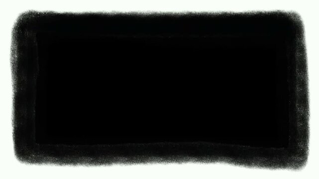 Hand Drawn Charcoal Brush Stroke Forming Rectangular Frame on White Background with Artistic Texture