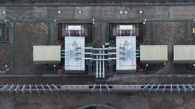 Aerial View of London Array Offshore Wind Farm Onshore Substation at Cleve Hill, Kent, UK