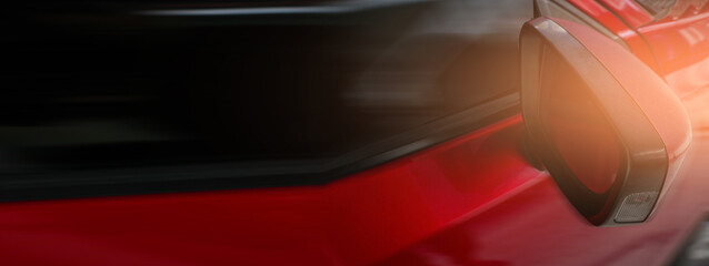 Fototapeta premium Close Up of Red Car Body car background.