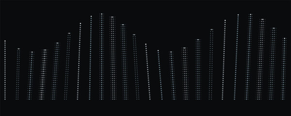 Naklejka premium Abstract sound wave visualization with glowing dots on a black background