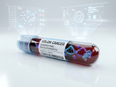Blood sample vial for diagnostic analysis of colon cancer biomarkers and molecular elements