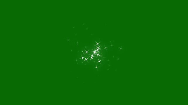 4k Twinkle sparkle stars animation, particle magic tail sparkling glitter star dust trail loop animation, fairy light burst, cartoon vector doodle twinkle effect overlay video green screen
