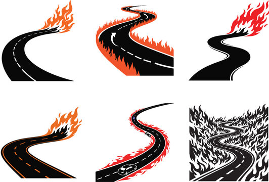 vector illustration of a set of road 