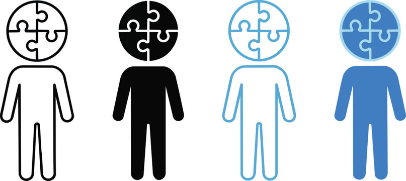  CHuman silhouette puzzle icon set