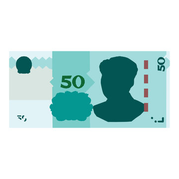 vector of yuan currency with a nominal value of 50